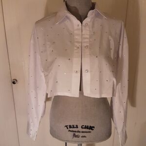 NWT womens SPOON rhinestone studded shirt.